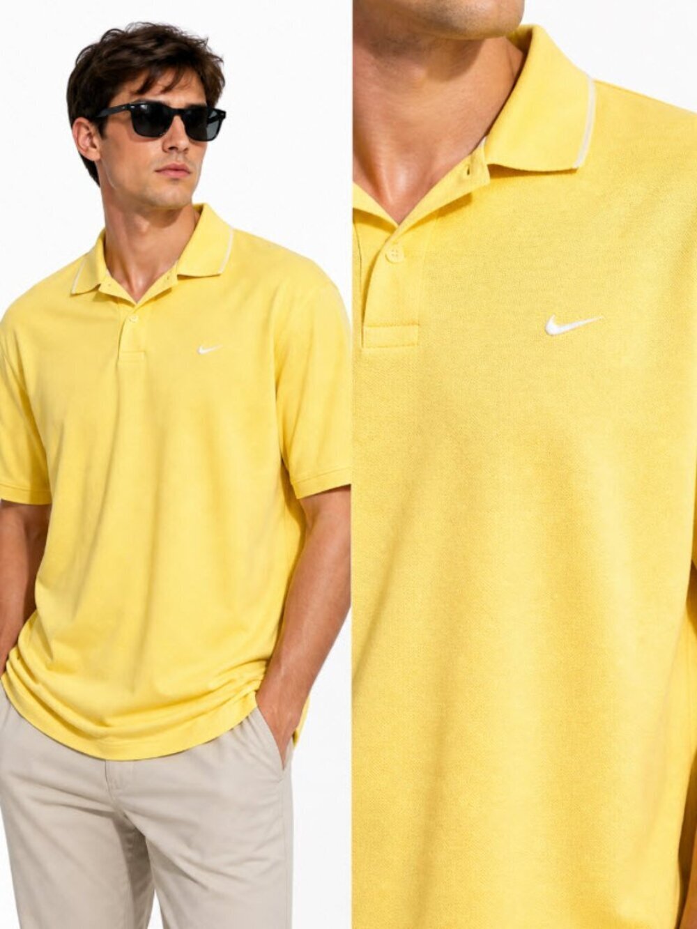 Nike Golf Yellow Polo Shirt Cotton Golfcore Casual XL NWT